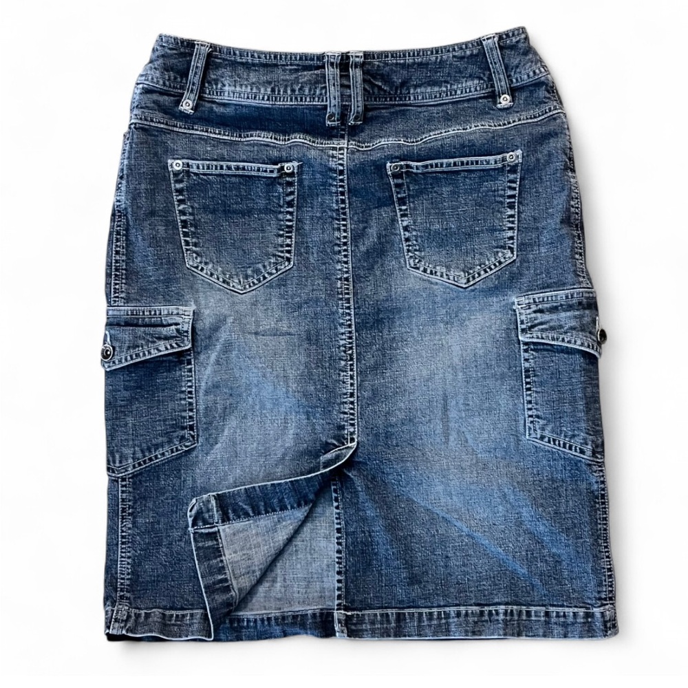 Vintage Contrast Denim Skirt - Picture 2 of 3